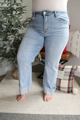 Skyler Cuffed Straight • Light Wash - PLUS