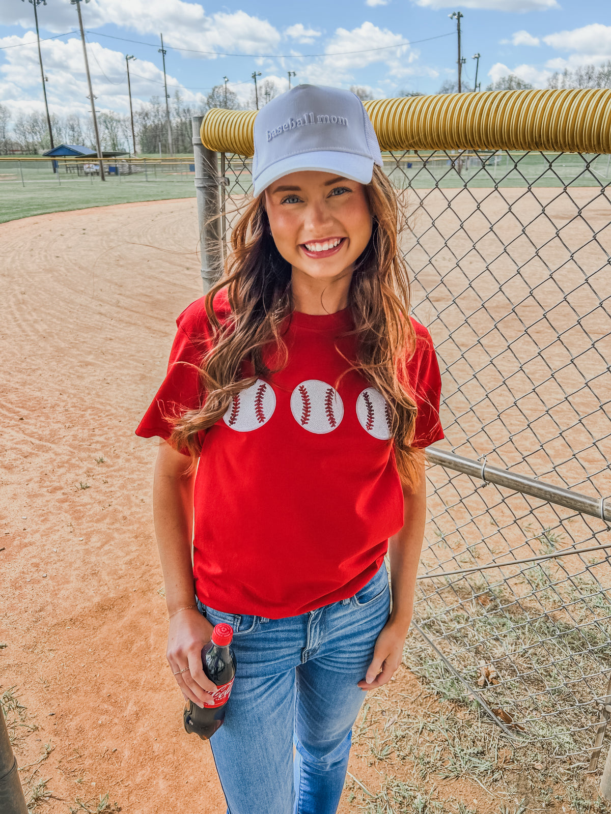 Play Ball Sequin Patch Tee • Red