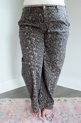 Esme Leopard Print Barrel Leg - PLUS