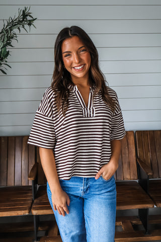 Adventures Await • Brown Stripe
