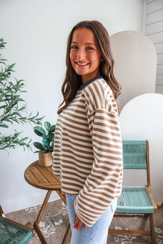 Weekend Drives Ringer Stripe • Tan