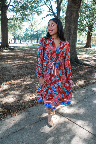 Feeling Fancy Floral Midi • Red