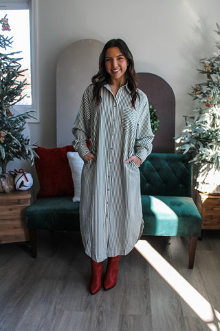 Season After Season Shirtdress • Green Stripe