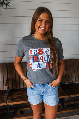 Baseball graphic ~magazine letters • grey