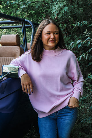 Willow Mock Neck Pullover • Pink