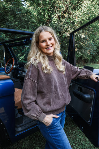 Ember Mock Neck Pullover • Cocoa