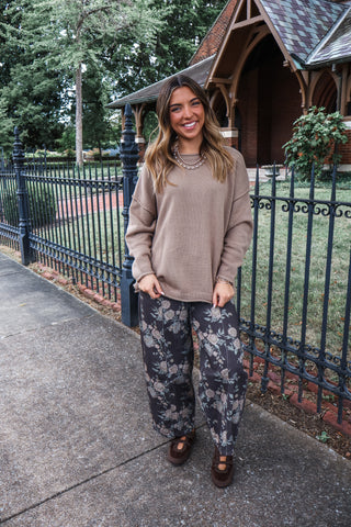Dusty Blooms Denim Barrel Pants