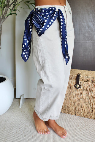 Polka Dot Mix Printed Scarf • Navy