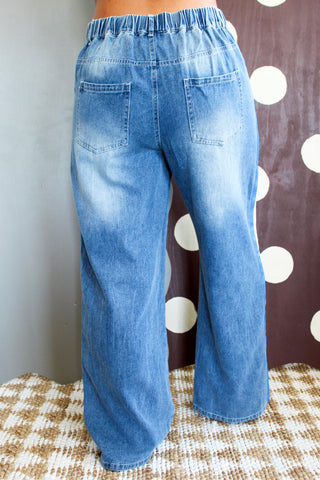 Side Striped Denim Pants • Medium Wash