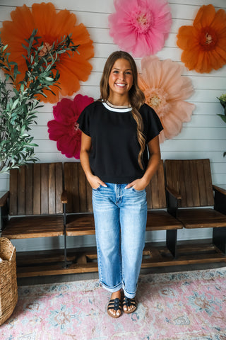 Modern Mix Ringer Top • Black