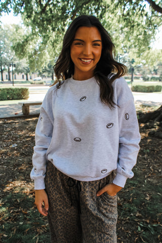 Touchdown Season Embroidered Pullover • Ash Grey - FINAL SALE