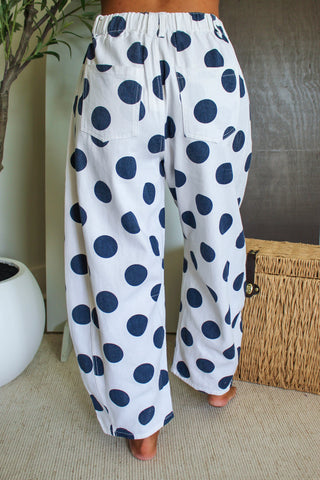 Dolly Polka Dot Barrel Leg • Navy