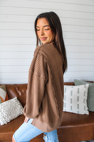 Long Weekends Waffle Knit • Mocha Brown