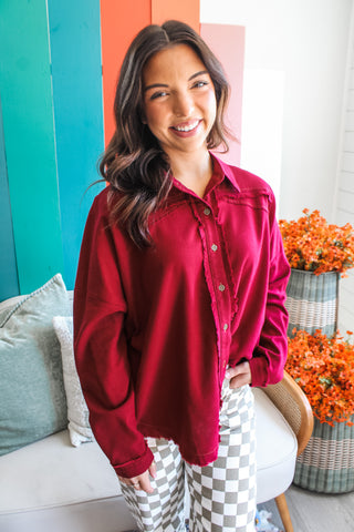 Western Edge Button Down • Burgundy