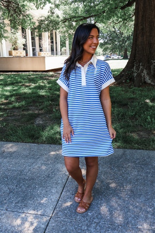 Heritage Stripes Polo Dress • Blue