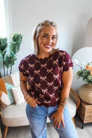 Tied With A Bow Sweater • Plum