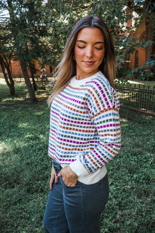 Making Memories Geometric Sweater • Cream Multi