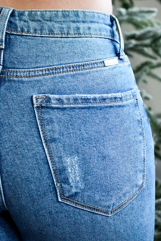 Navy True Straight Jean • Medium Wash