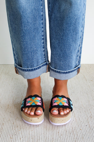 Paloma Platform Crochet Sandal • Black - FINAL SALE