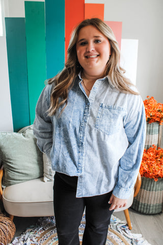 Denim Blues Striped Shirt • Light Wash - PLUS