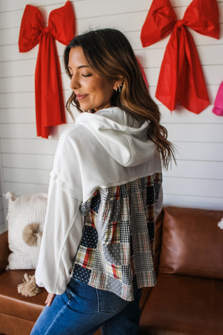 Poppy Patchwork Pullover • White