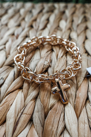 Tell your testimony • gold cross bracelet