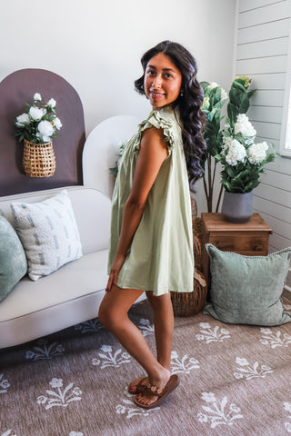 Colorful Charm Cotton Dress • Lime