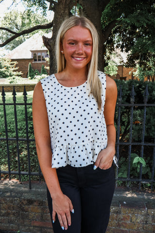 Darling Dreams Polka Dot Top • Cream