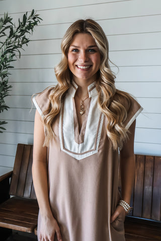 Coastal Edge Linen Dress • Mocha - FINAL SALE