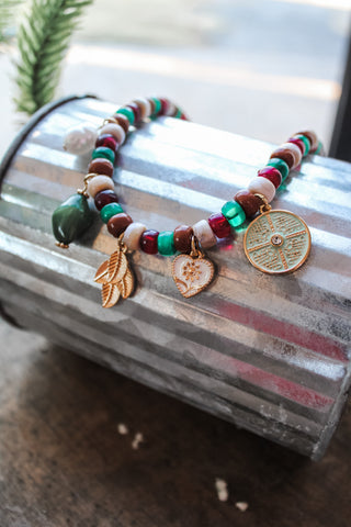 Give Thanks Beaded Charm Necklace