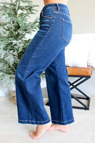 Kendal Ankle Crop Wide Leg • Dark Wash