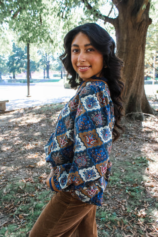 Pretty Paisley Dreams • Navy/Tan