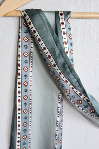 Polished Print Narrow Scarf • Sage Multi