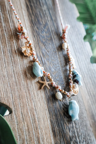 Coastal Charm Braided Necklace • Blue Mix