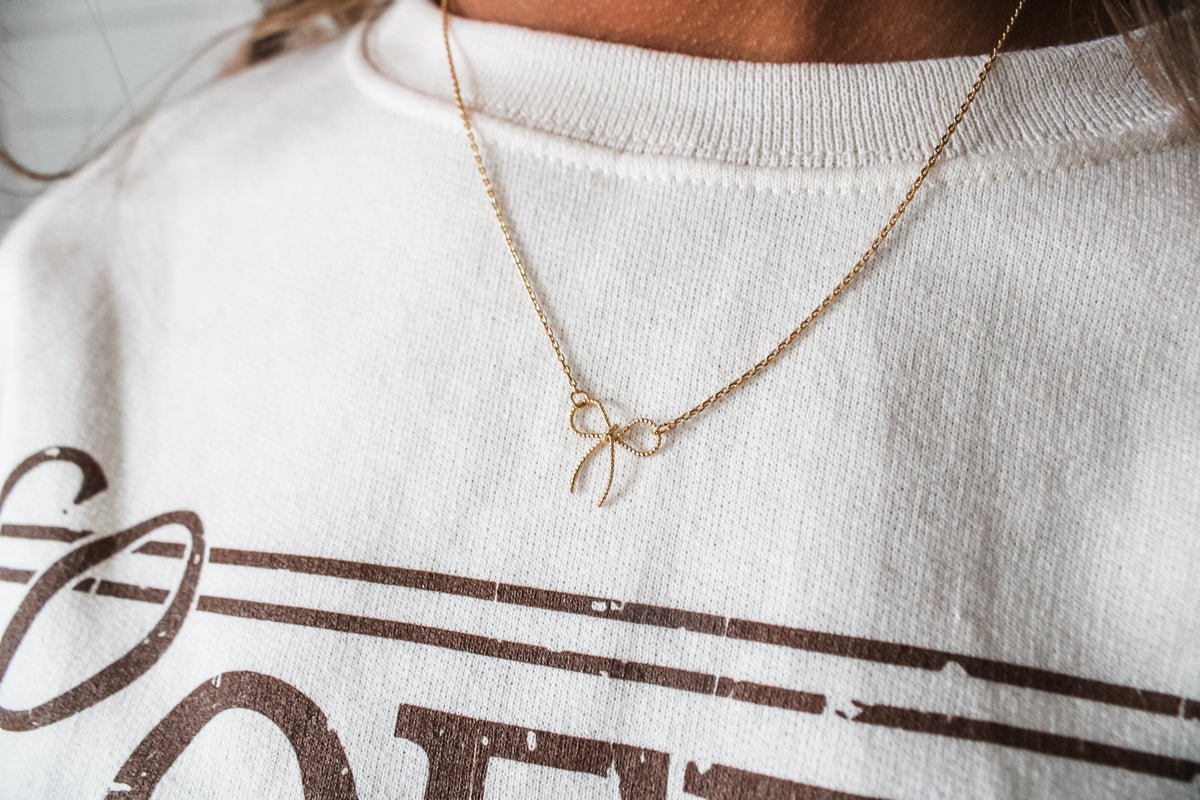 Dainty Darling Bow Necklace • Gold