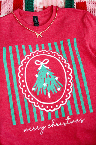 Merry Christmas Graphic Tee • Heather Red