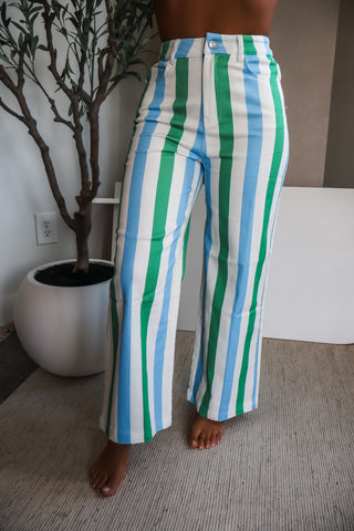 Paloma Striped Denim Pants • Blue/Green