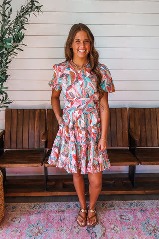 Colorful Paradise Pocket Dress • Red Multi