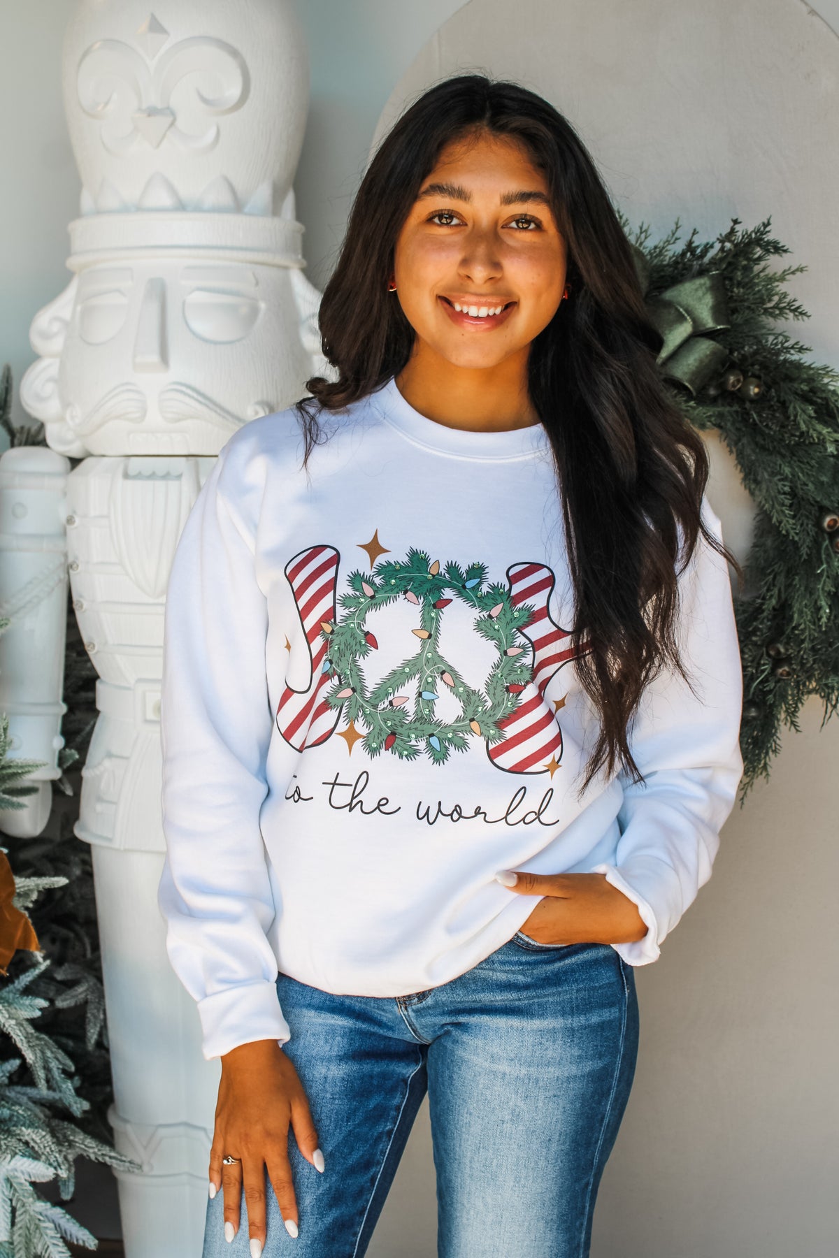 Joy To The World Graphic Sweatshirt • White