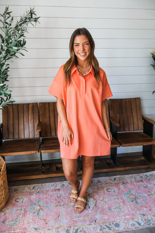 Long Weekends Polo Dress • Coral