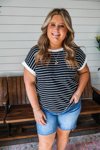 Cute & Carefree Stripes • Black - PLUS