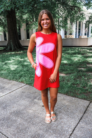 Petal Power Shift Dress • Red