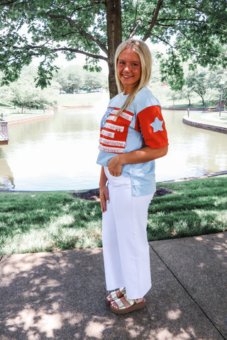 Summer Sale 19 • Fringed Flag Colorblock Top - FINAL SALE
