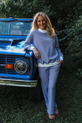 Fall In Line Pant Set • Blue Stripes