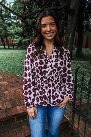 Fall In Bloom • Cream/Maroon - FINAL SALE