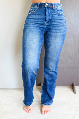 Arden Adjustable Waist Straight | Tummy Control • Dark Wash