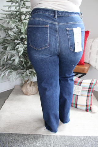 Callie Frayed Hem Straight | Tummy Control • Dark Wash - PLUS