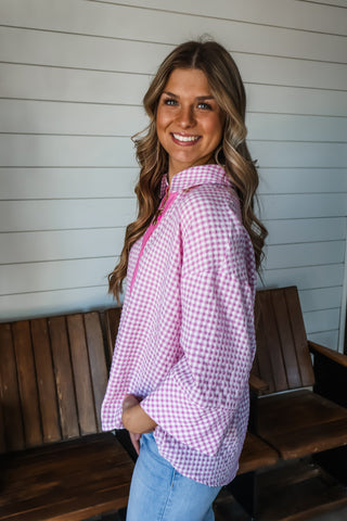 Pretty & Polished Gingham Top • Pink