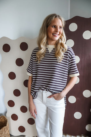 Run Around Ringer Stripe • Taupe