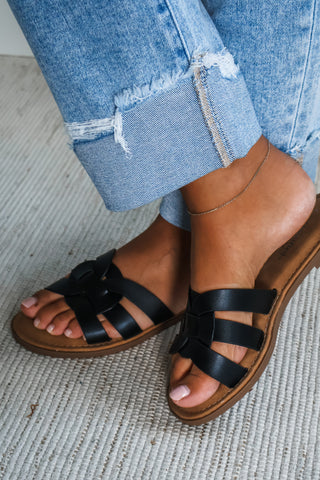 Kaia Braided Slide • Black